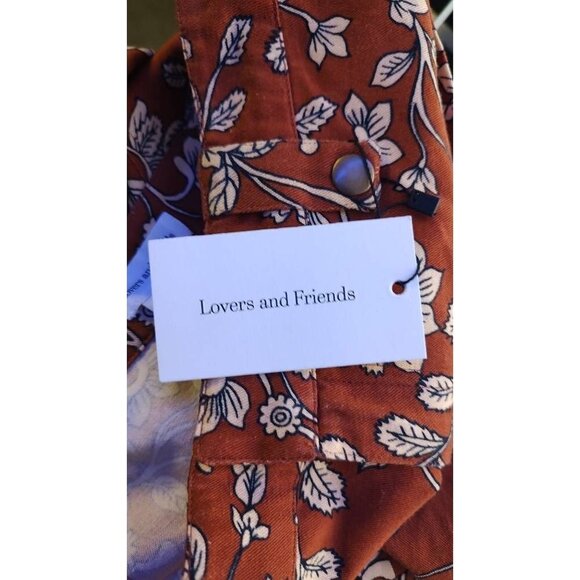 *lovers + Friends Womens Cropped Pants Red Floral High Rise Pockets XS New - Picture 5 of 10